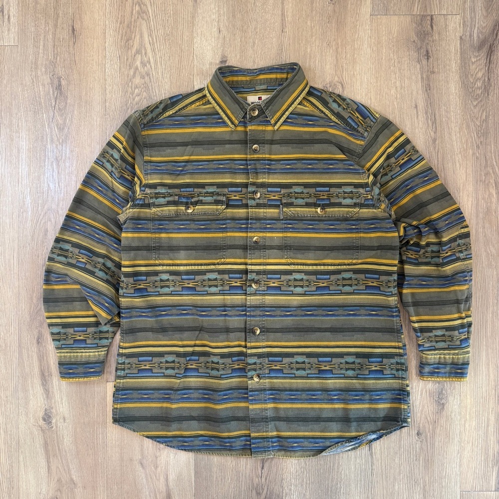 Vintage Y2K Woolrich Flannel Shirt Southwestern Print Cotton Button Down Medium